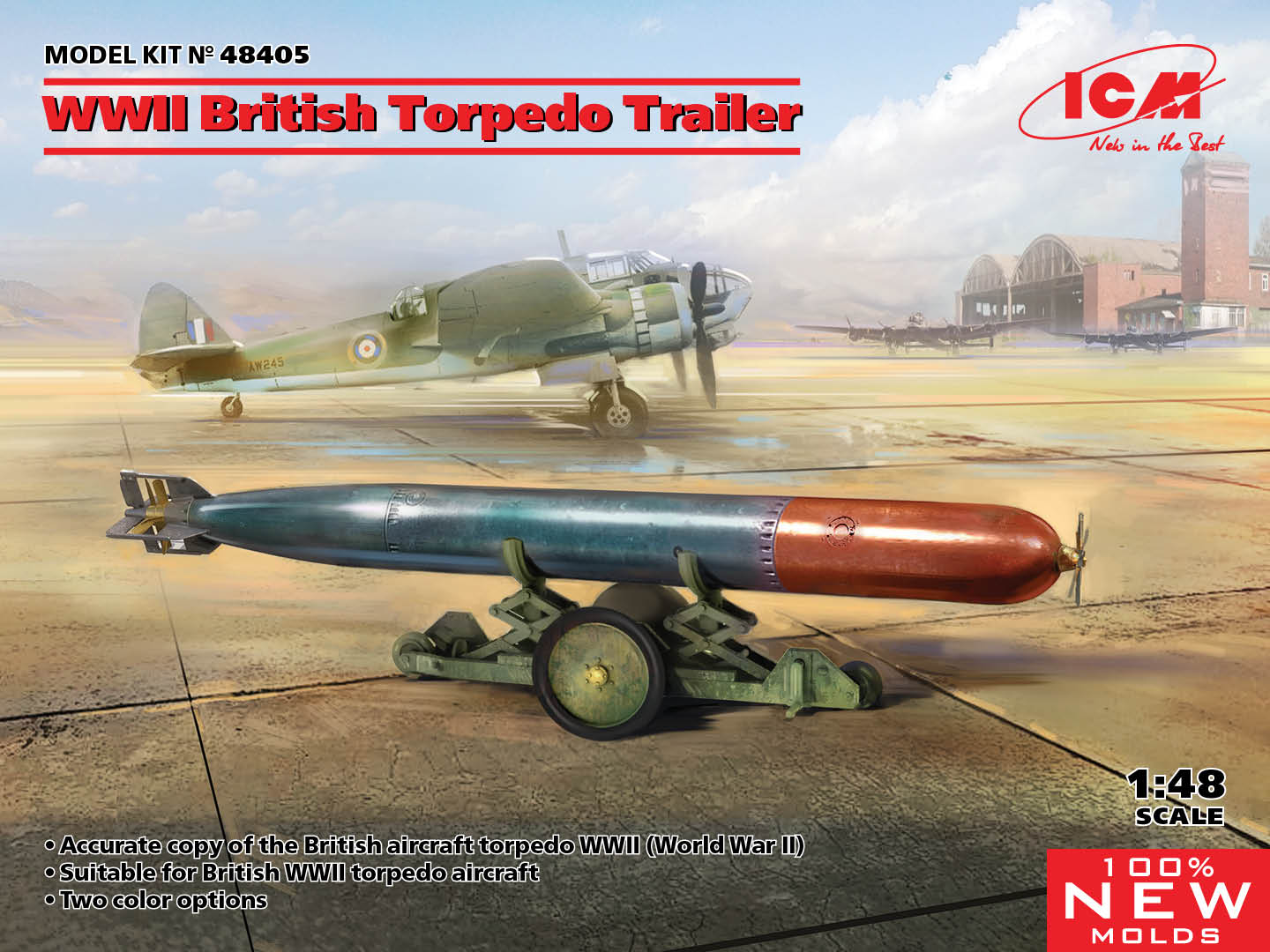 48405  дополнения из пластика  WWII British Torpedo Trailer  (1:48)